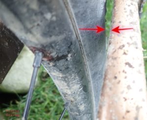 Detail shot of rear wheel clearance