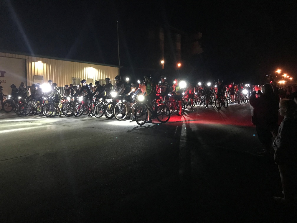 Image of a race start at night