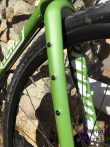 Detail of fork three pack bosses on the Ritchey Outback