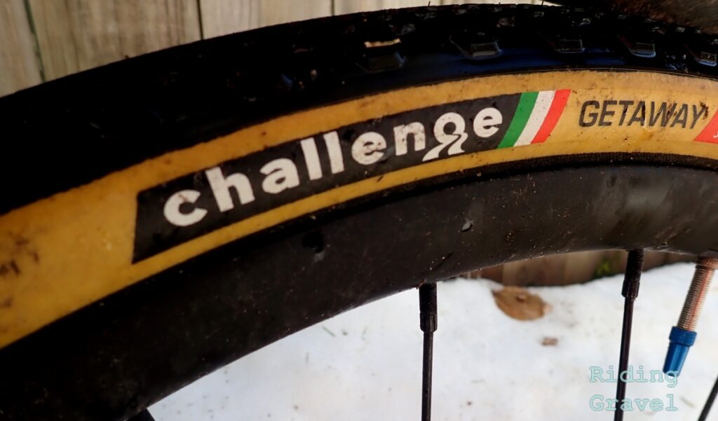 Close up of the hot-patch on the Challenge Tires Getaway.
