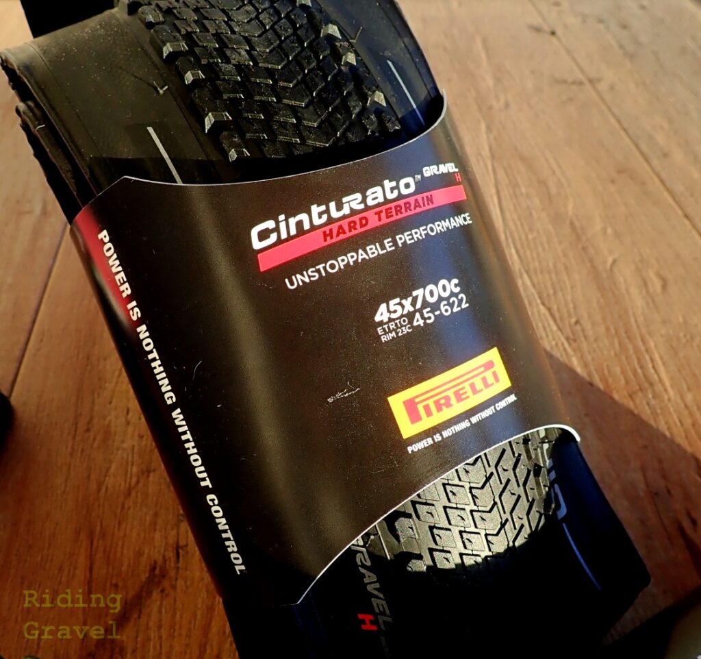 The Pirelli Cinturato Gravel H in its retail packaging. 