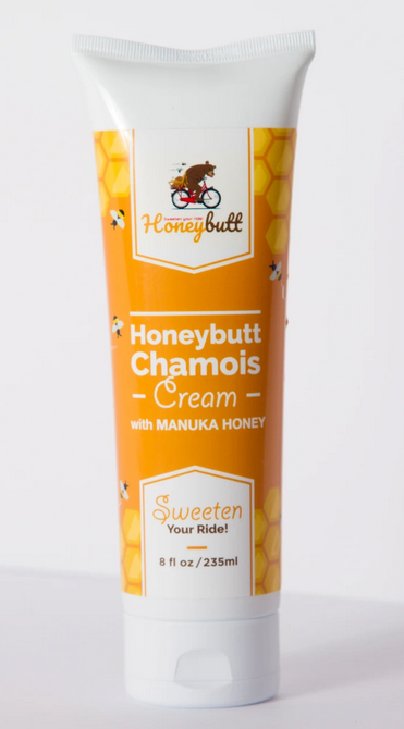 8 ounce tube of Honeybutt Chamois Creme- studio shot provided by Honeybutt Chamois creme.
