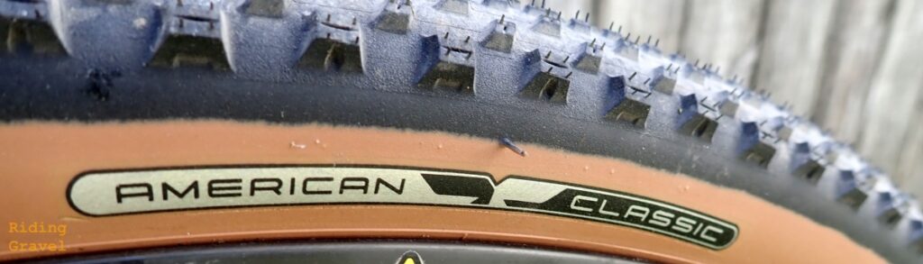 Close up of the American Classic logo on a tire sidewall. 