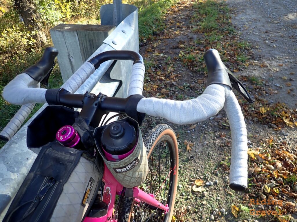 Grepp Handle Bar Tape on Guitar Ted's bicycle seen on a rural road. 