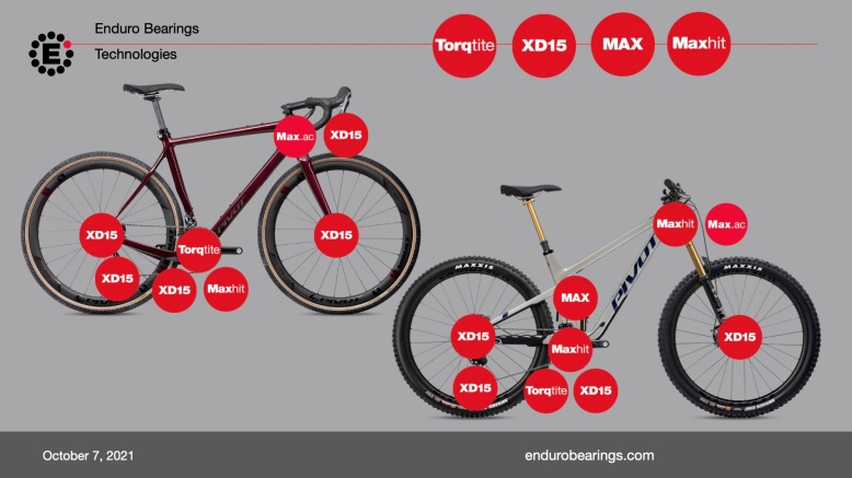 Chart showing the different bearings Enduro Bearings makes.