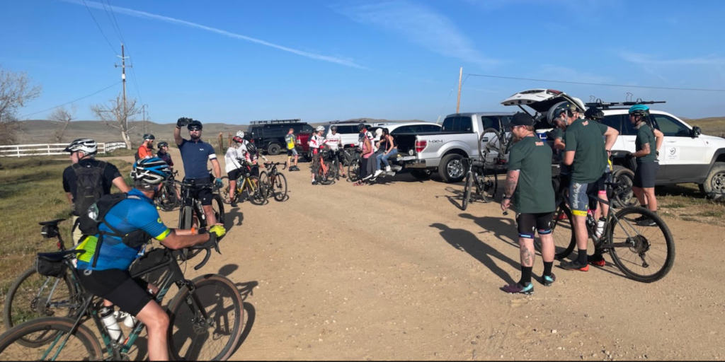 Riders gather before a ride