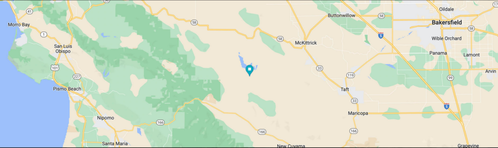 A map showing the location in California of the Carrizo Plains