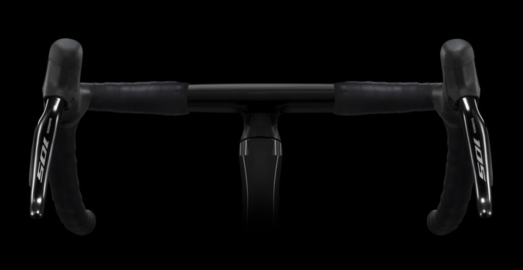 A frontal look at 105 Di2 levers on a handle bar