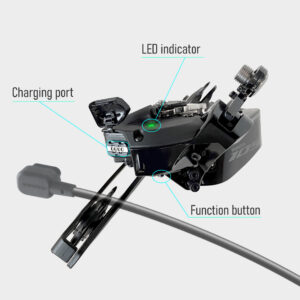 Graphic showing the 105 rear derailleur charging port and battery life indicator.