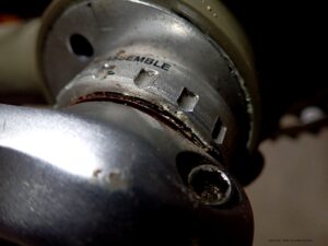 Detail shot of a Shimano bottom bracket in-situ