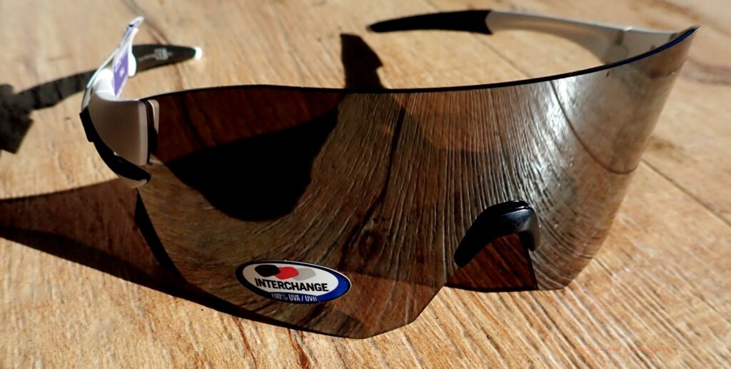 Close up of the Tifosi Rail model sunglasses.