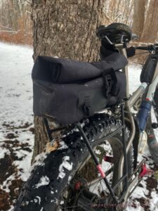 The Juniper Trunk Bag on the back of a Salsa Cycles Ti Mukluk.
